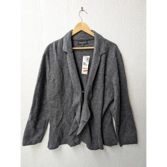 NWT Jones New York Collection 100% Wool Gray Waterfall Cardigan Jacket Size 3X - Picture 1 of 6
